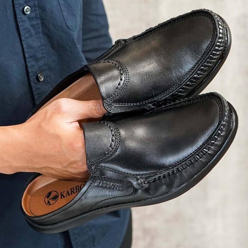 Gambar ke-4 produk Karbovil PEL 9017 - Sepatu Selop Pria Bahan Kulit Asli | Sepatu Slip On Pria Formal | Sepatu Kerja Formal Pria