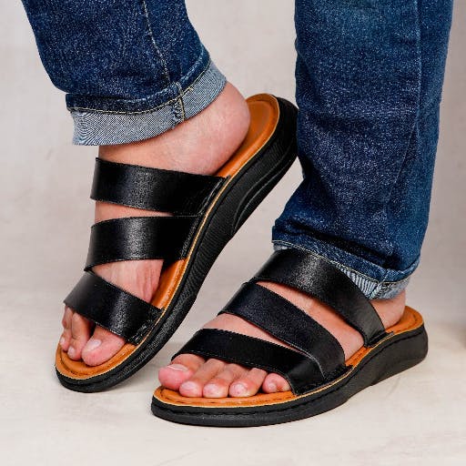 Gambar produk Sandal Slip On | Sandal Selop | Sandal Pria Bahan Kulit Asli - Pollux PPOCX 08