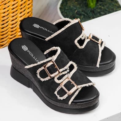 Gambar ke-5 produk Pollux WPOKS 14 Sandal Wedges Wanita Bahan Kulit Asli Tinggi 8Cm