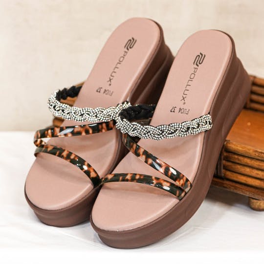 Gambar ke-1 produk SANDAL WEDGES | WEDGES WANITA BAHAN KULIT - POLLUX CLASSIC  WPOFU 04