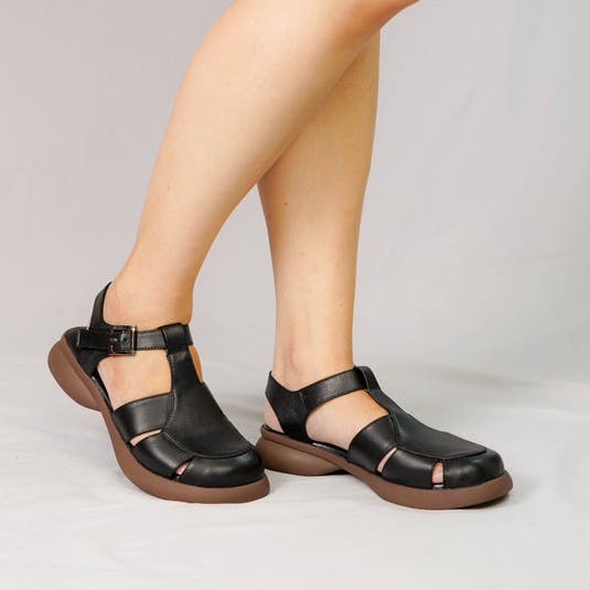 Gambar ke-4 produk POLLUX DAILY WPOMO 05 - SANDAL WANITA BAHAN KULIT | WEDGES WANITA | SEPATU SANDAL WANITA