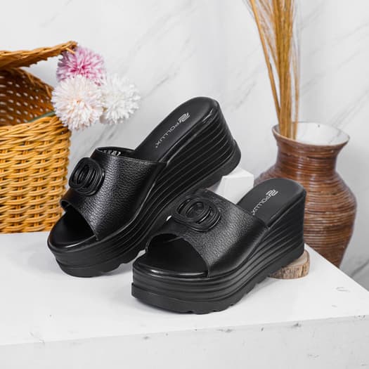 Gambar ke-7 produk Pollux Bold WPOGO 36 Sandal Wedges Wanita Kekinian | Sandal Kulit | Sandal Wedges Kekinian