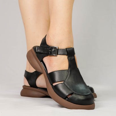 Gambar produk Pollux Daily WPOMO 05 - Sandal Wanita Bahan Kulit | Wedges Wanita | Sepatu Sandal Wanita