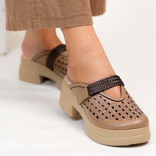 Thumbnail gambar ke-2 produk Pollux Daily WPOCS 03 | Sandal Mules Slip-On Wedges Wanita Berbahan Kulit