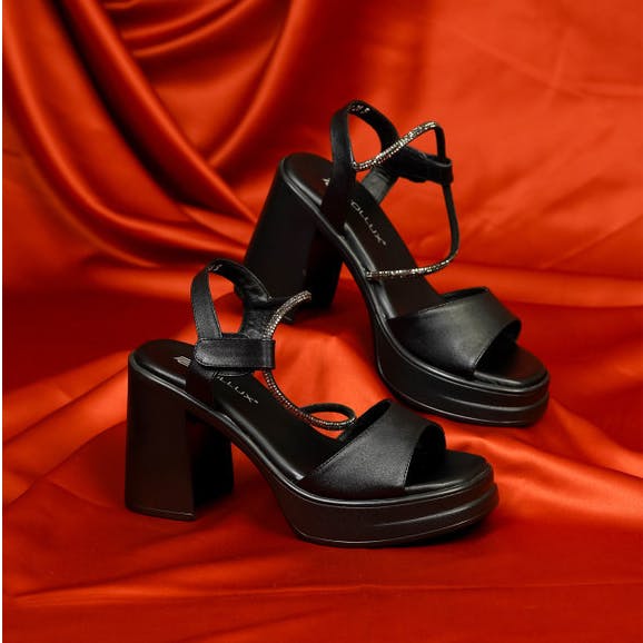 Gambar ke-1 produk Pollux Classic WPOAS 05 - Sandal Heels Wanita  Kekinian Berbahan Kulit Asli | Tinggi Heels 9cm