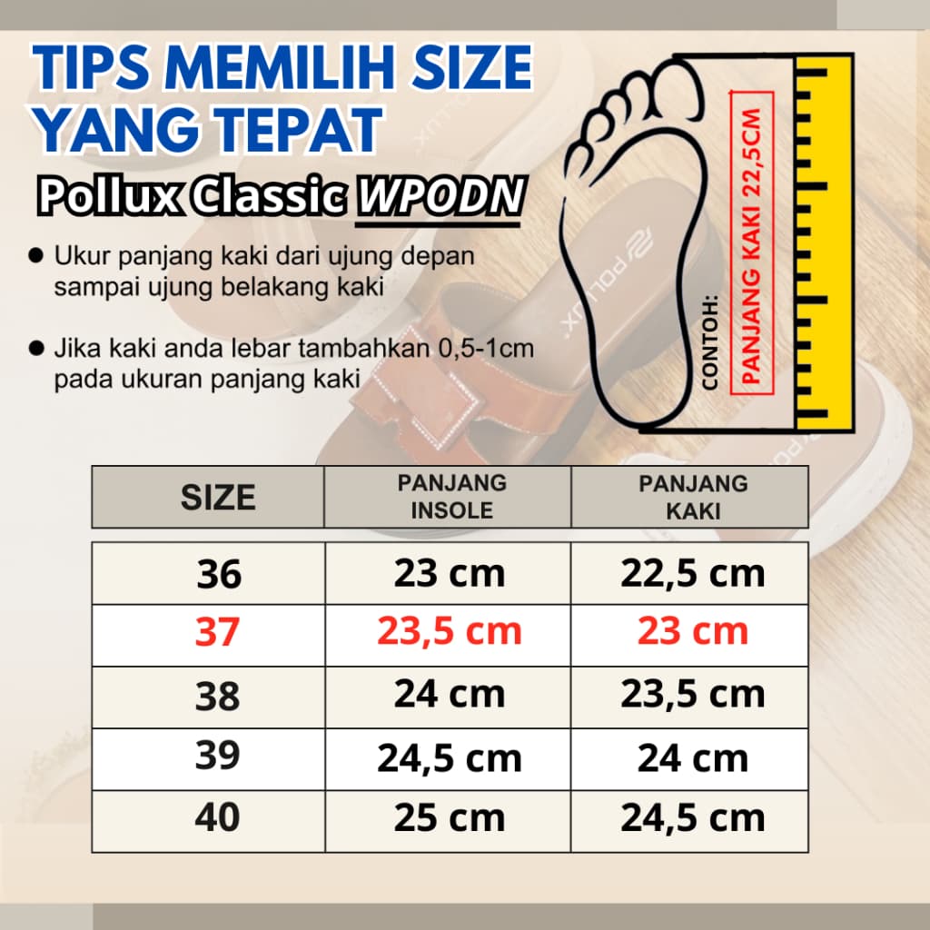 Gambar ke-1 produk Pollux Daily WPODN 16 | Pollux Dn39 - Sandal Kulit Wedges Wanita | Terra Wood Motif Outsole