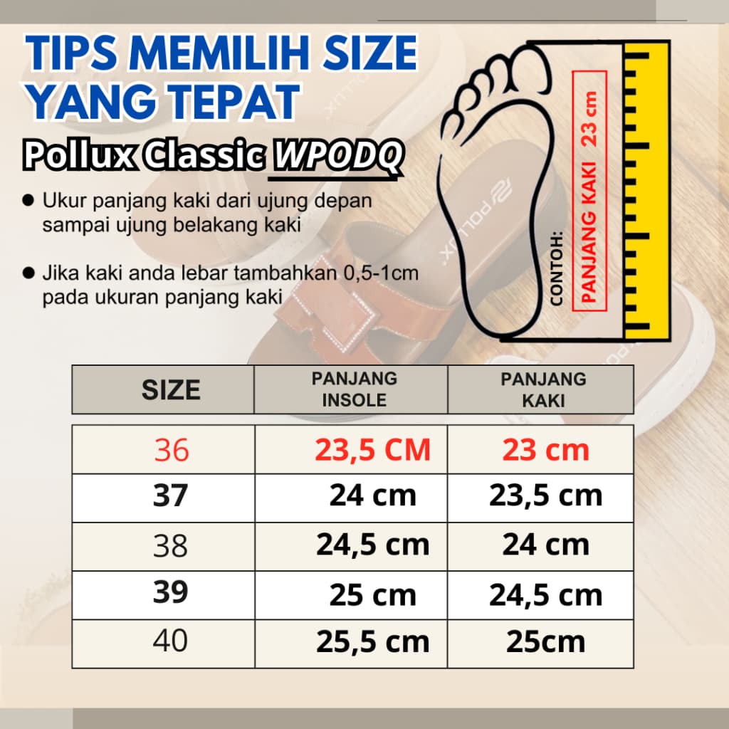 Gambar ke-9 produk Pollux Daily WPODQ 32 - Sandal Wedges | Wedges Selop | Wedges Wanita Bahan Kulit