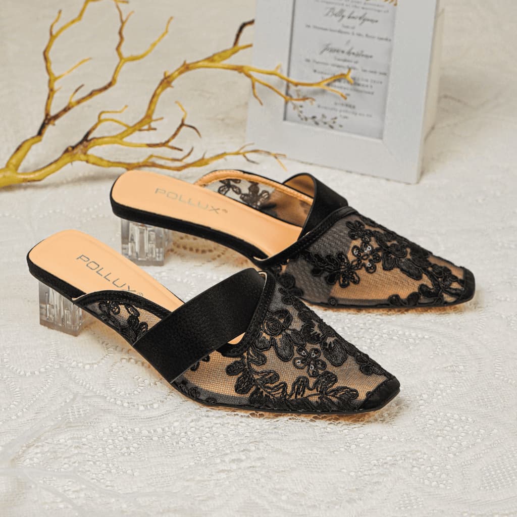 Thumbnail gambar ke-2 produk Pollux WBB 2665 Sepatu Heels Wanita | Heels Fashion| Sandal Heels Kulit Dan Rajut