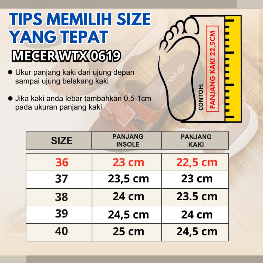 Gambar ke-9 produk Mecer WTX 0617 Sandal Flat | Sandal Daily | Sandal Slip On Wanita