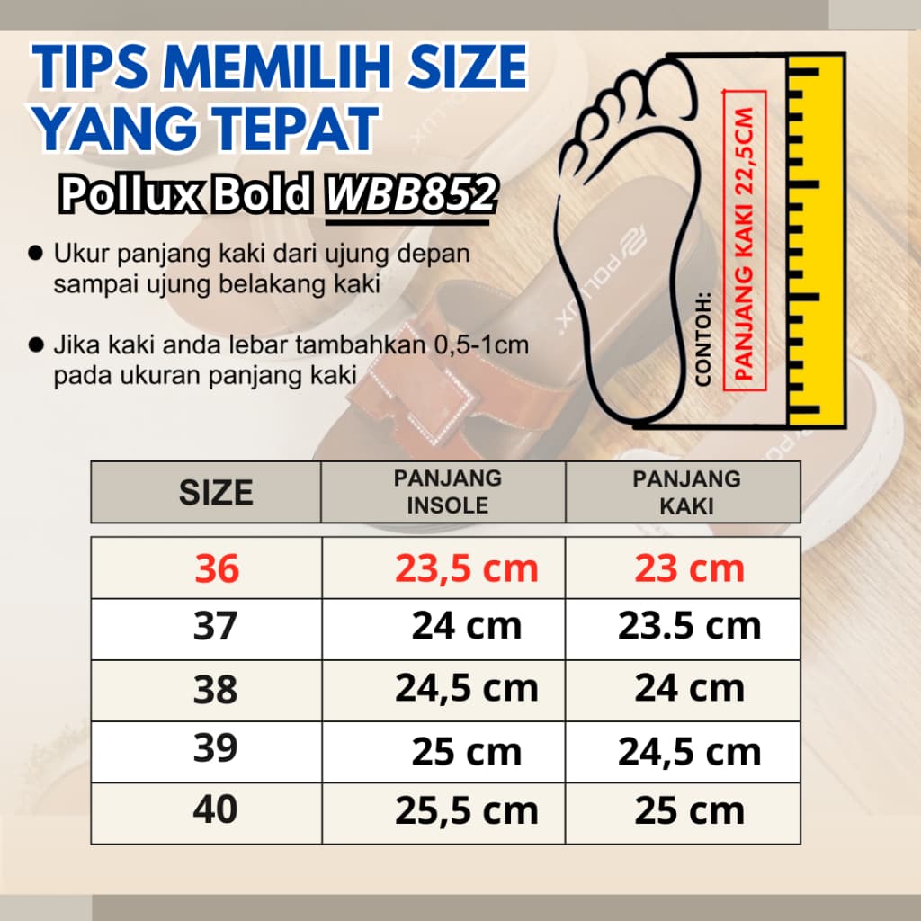 Gambar ke-8 produk Pollux Bold WBB 852 Sepatu Sandal Wanita Bahan Kulit Asli | Sandal Wedges | Sandal Traveling