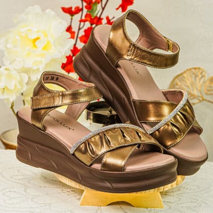 Gambar ke-1 produk Pollux Classic WPOFU 15- Sandal Wedges Wanita | Wedges Wanita Bahan Kulit