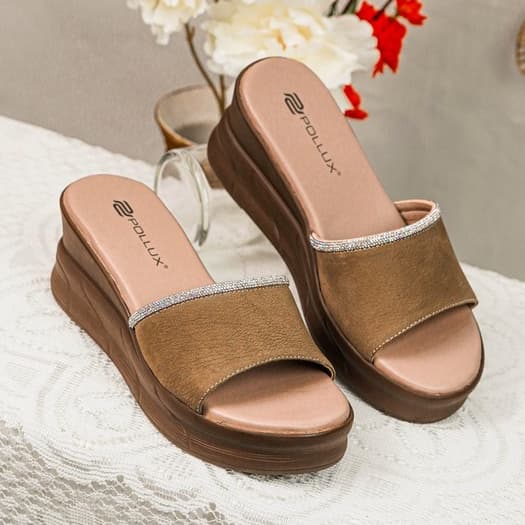 Gambar ke-1 produk Pollux Classic WPOFU 07- Sandal Wedges Wanita | Wedges Wanita Bahan Kulit