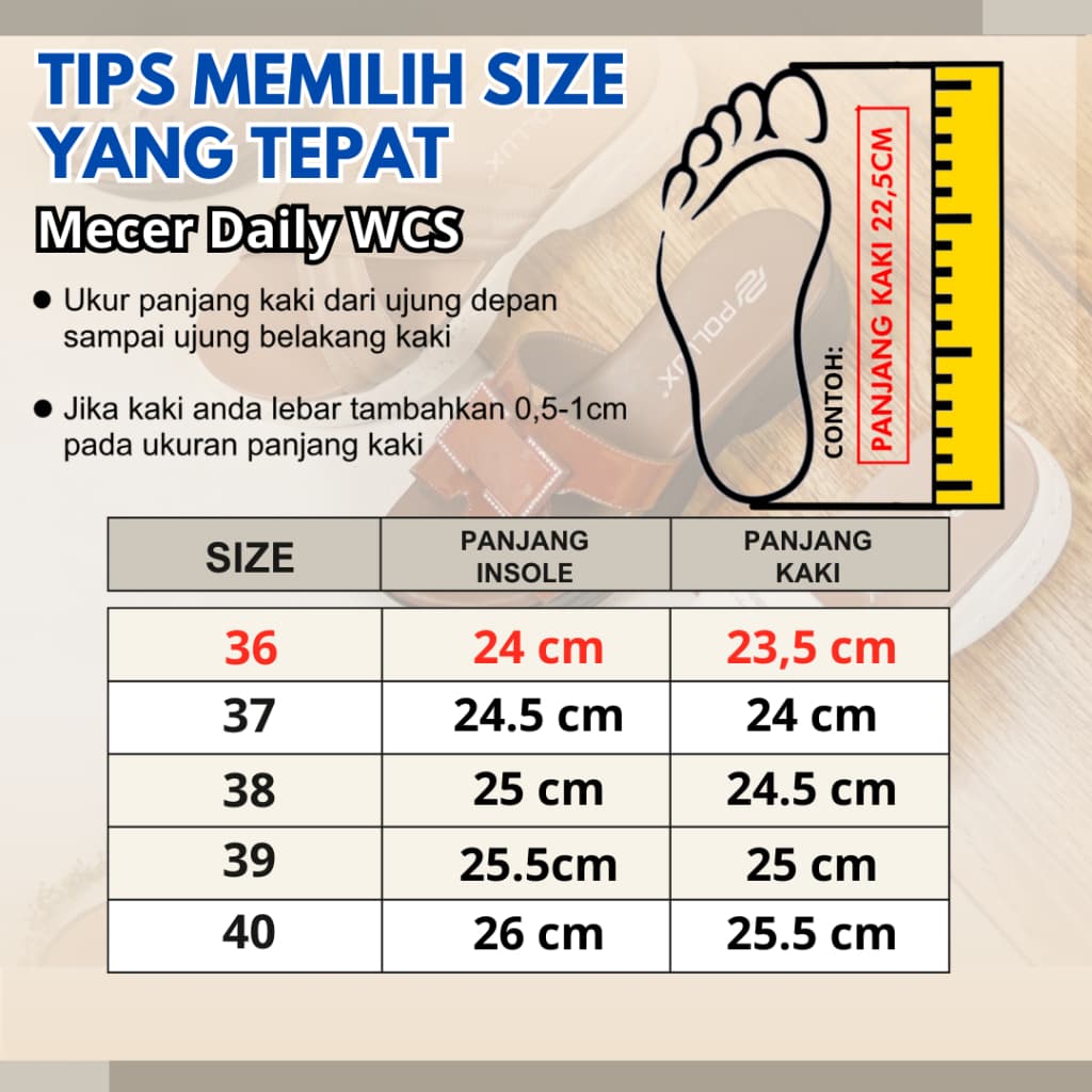 Gambar ke-9 produk Mecer Daily WCS 22Y23 - Sandal Flat Wanita Kekinian | Sandal Teplek | Sandal Slip On Wanita