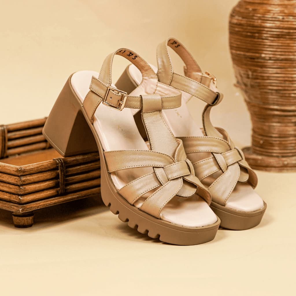 Thumbnail gambar ke-3 produk Pollux Bold WPOAY 25 Sandal Heels Kekinian Dari Bahan Kulit Asli | Sepatu Sandal Heels Wanita