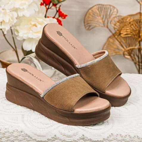 Gambar ke-1 produk Pollux Classic WPOFU 07- Sandal Wedges Wanita | Wedges Wanita Bahan Kulit