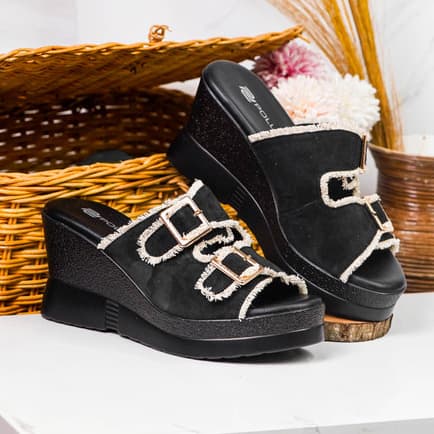 Gambar produk Pollux WPOKS 14 Sandal Wedges Wanita Bahan Kulit Asli Tinggi 8Cm