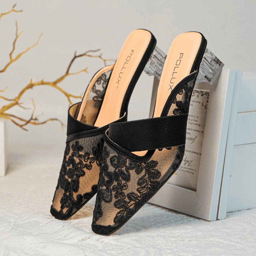 Gambar ke-7 produk Pollux WBB 2665 Sepatu Heels Wanita | Heels Fashion| Sandal Heels Kulit Dan Rajut