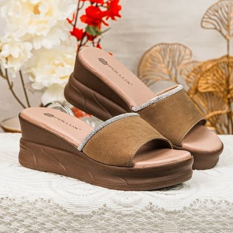 Gambar ke-1 produk Pollux Classic WPOFU 07- Sandal Wedges Wanita | Wedges Wanita Bahan Kulit