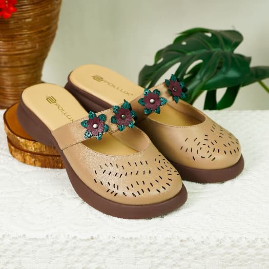 Gambar ke-6 produk Pollux Daily WPOMO 13 - Sandal Wanita Bahan Kulit | Wedges Wanita | Sepatu Sandal Wanita | Anti Slip