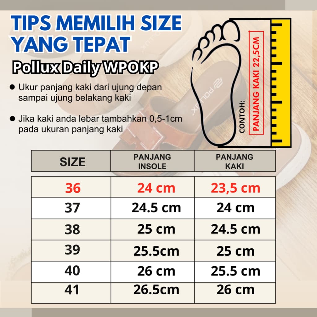 Gambar ke-7 produk Pollux Daily WPOKP 02 - Sandal Flat Wanita Kekinian Terbuat Dari Kulit Asli