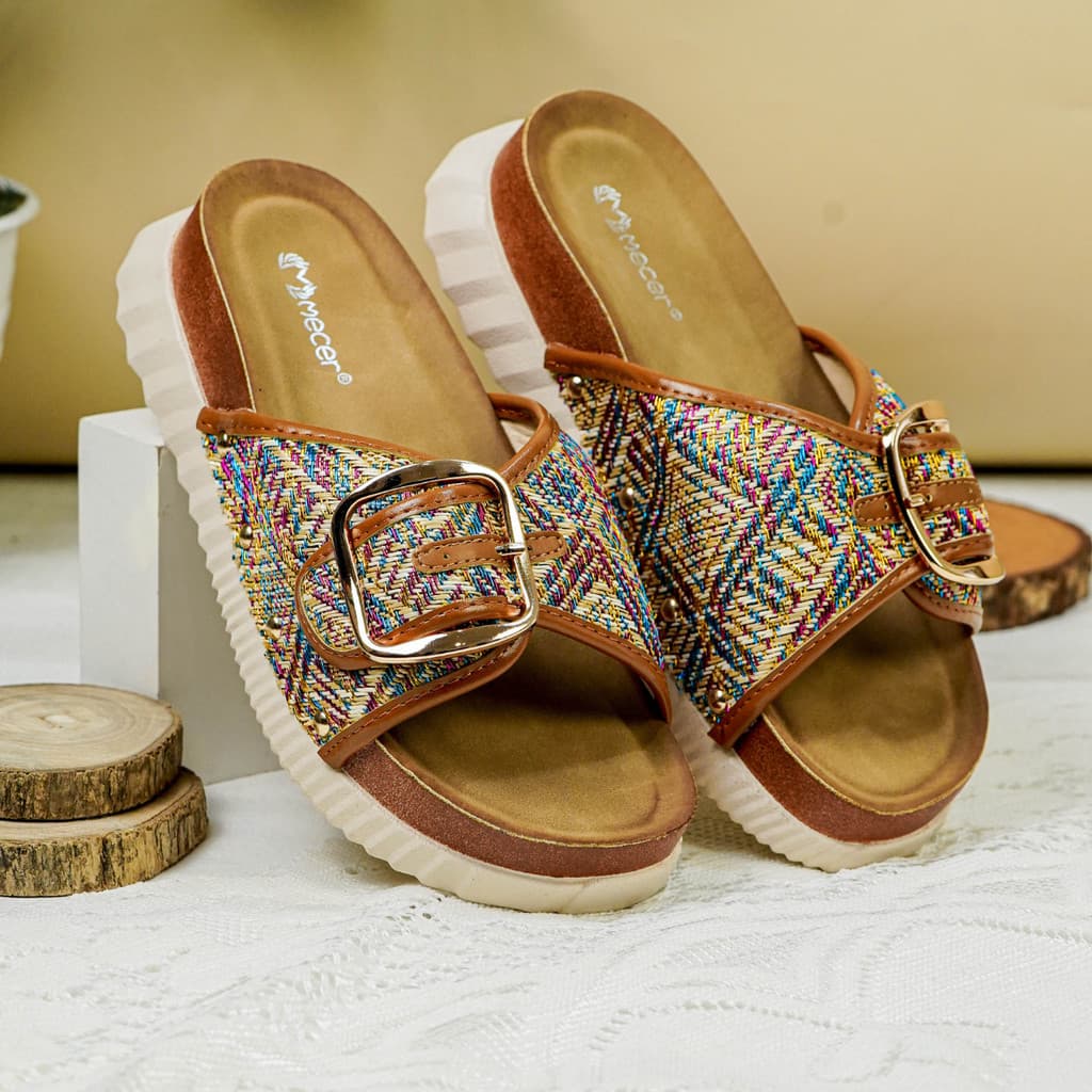 Thumbnail gambar ke-9 produk Mecer Daily WWH 6267 Sandal Wedges Wanita Kekinian | Sandal Daily | Sandal Slip On Wanita