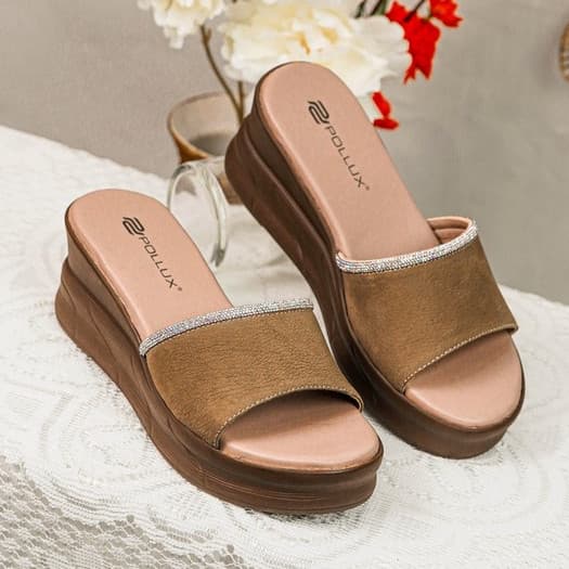 Gambar ke-1 produk Pollux Classic WPOFU 07 - Sandal Wedges Wanita | Bahan Kulit | Wedges Tinggi 6 Cm