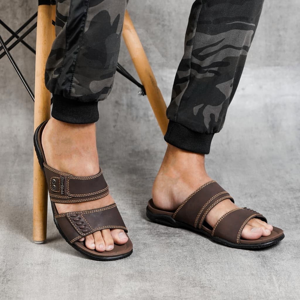 Thumbnail gambar ke-4 produk Barnett Triton 12 - Sandal Pria Formal Casual Kekinian Model Slide Slop Distro Hitam Stylish