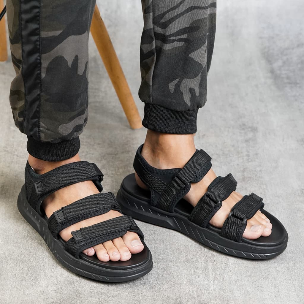 Gambar ke-5 produk Evergreen Kyung 02 - Sandal Formal Casual Pria Kulit Slide Slop Distro Hitam Stylist Gesper