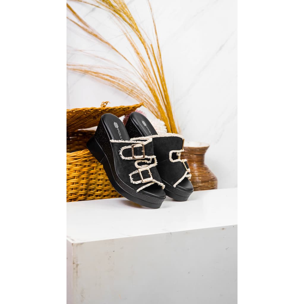 Thumbnail gambar ke-7 produk Pollux WPOKS 14 Sandal Wedges Wanita Bahan Kulit Asli Tinggi 8Cm