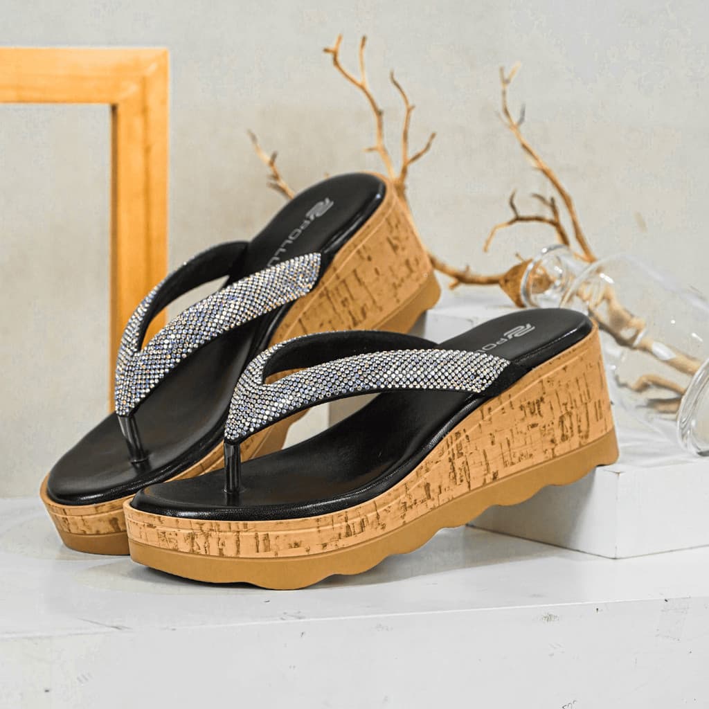 Gambar ke-1 produk Pollux Daily WPODN 43 - Sandal Wedges Wanita Bahan Kulit | Wedges Wanita Kekinian