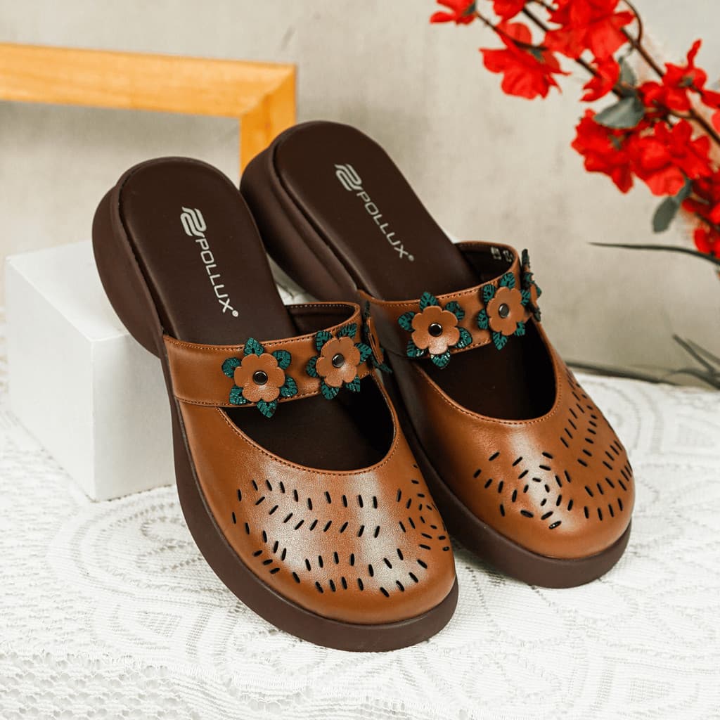 Gambar ke-6 produk Pollux Daily WPOMO 13 - Sandal Wanita Bahan Kulit | Wedges Wanita | Sepatu Sandal Wanita | Anti Slip