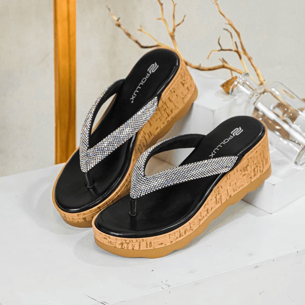 Gambar ke-1 produk Pollux Daily WPODN 43 - Sandal Wedges Wanita Bahan Kulit | Wedges Wanita Kekinian