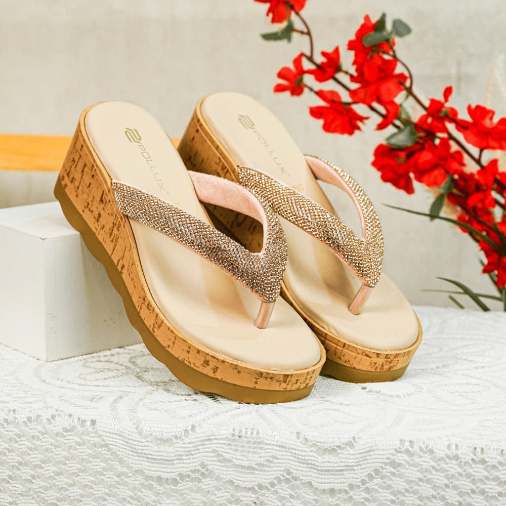 Thumbnail gambar ke-9 produk Pollux Daily WPODN 43 - Sandal Wedges Wanita Bahan Kulit | Wedges Wanita Kekinian