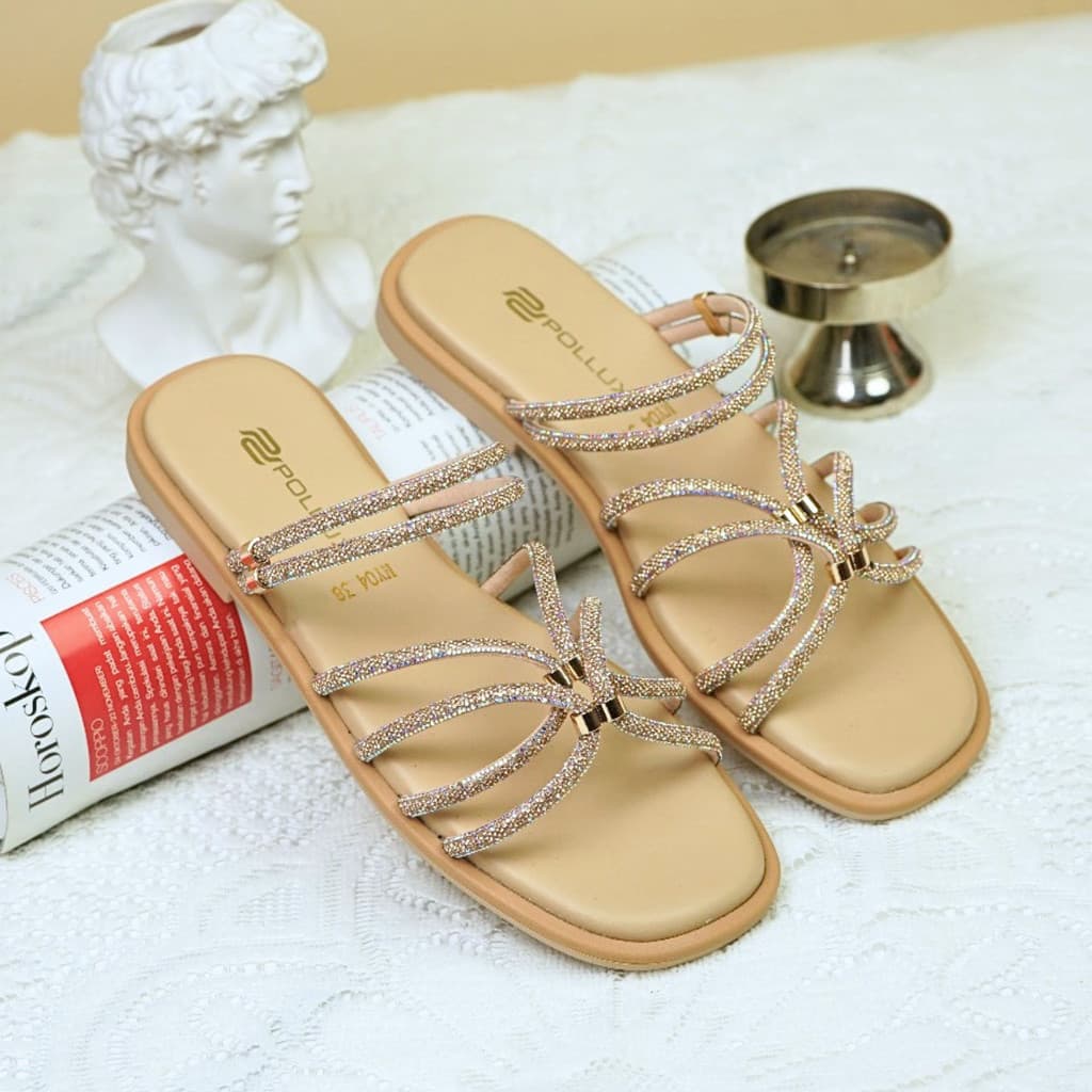 Gambar ke-7 produk Pollux Daily WPOMY 04 - Sandal Flat | Sandal Wanita Kekinian | Sandal Wanita Bahan Kulit