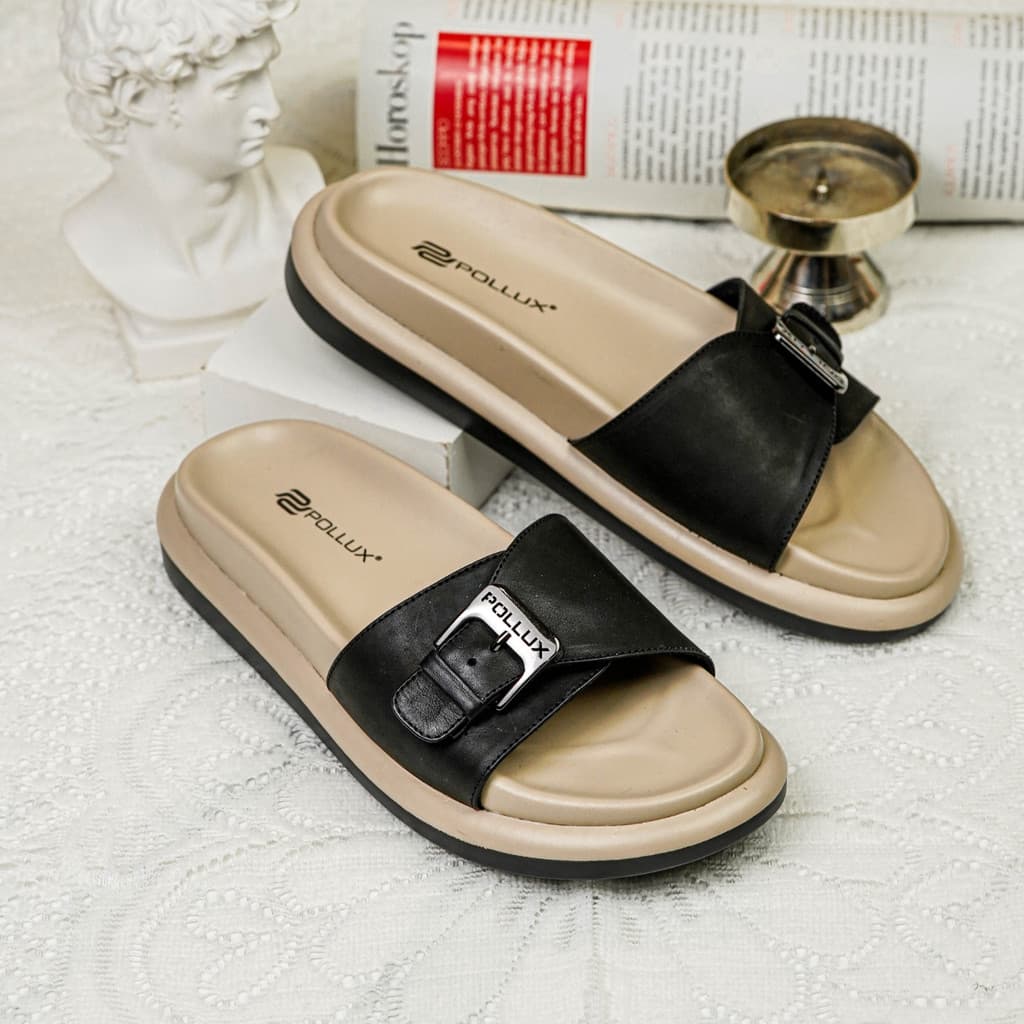 Gambar ke-6 produk Pollux Daily WPOKP 04- Sandal Flat Wanita Kekinian Terbuat Dari Kulit Asli