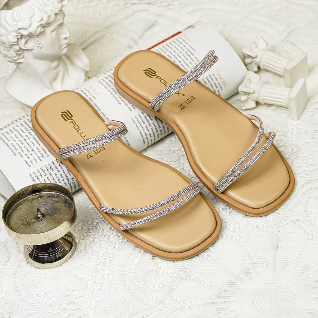 Gambar ke-7 produk Pollux Daily WPOMY 01 - Sandal Flat | Sandal Wanita Kekinian | Sandal Wanita Bahan Kulit