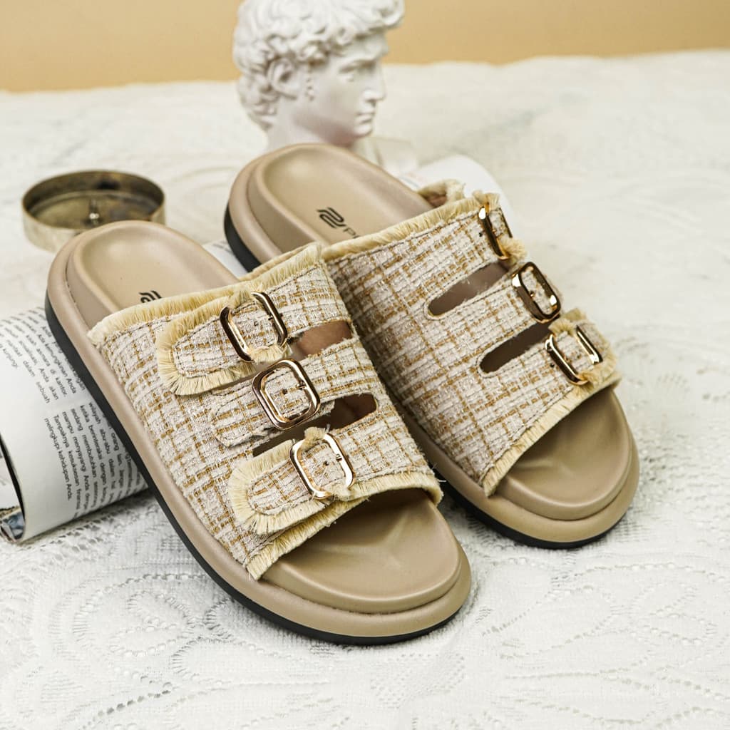 Thumbnail gambar ke-7 produk Pollux Daily WPOKP 01 - Sandal Flat Wanita Kekinian Terbuat Dari Kulit Asli